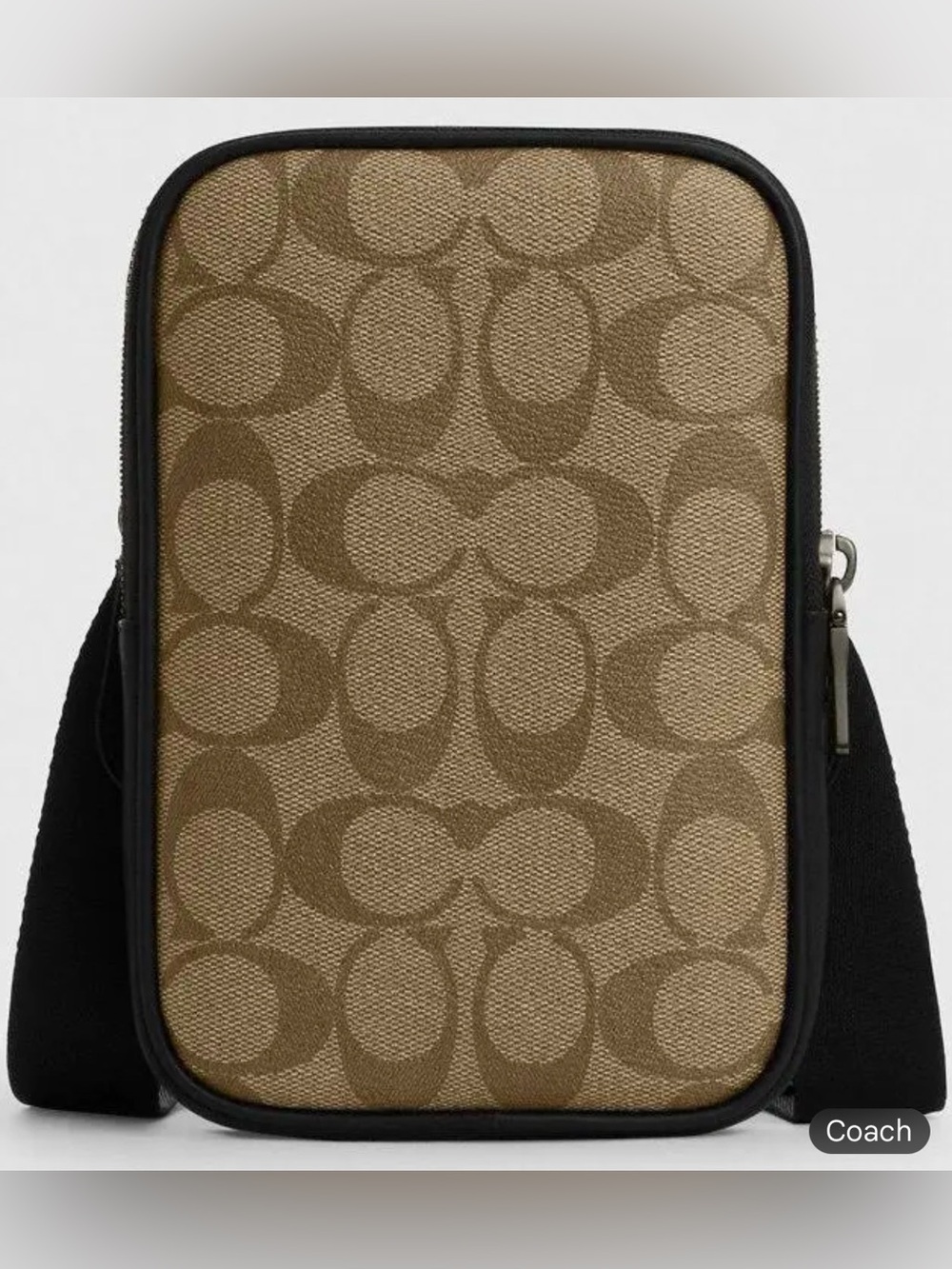 Coach Signature Canvas North/South Crossbody Bag Tan & Black 💛
